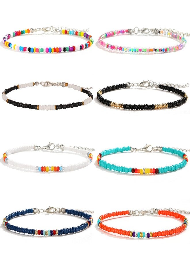 XIJIN Large Beaded Anklets Set Handmade Plus Size Colorful Beads Anklet for Women Foot Ankle Bracelet 9-11 inches - Image 1